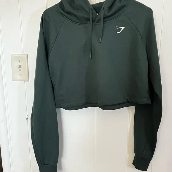 Gymshark Forest Green Cropped Hoodie - Picture 1 of 7